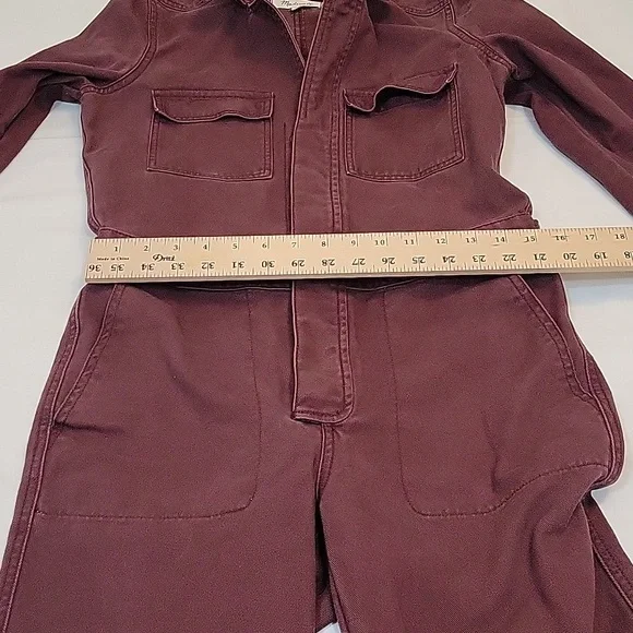 Madewell coverall jumpsuit size XS plum color 100%cotton 6 pockets - Picture 10 of 14